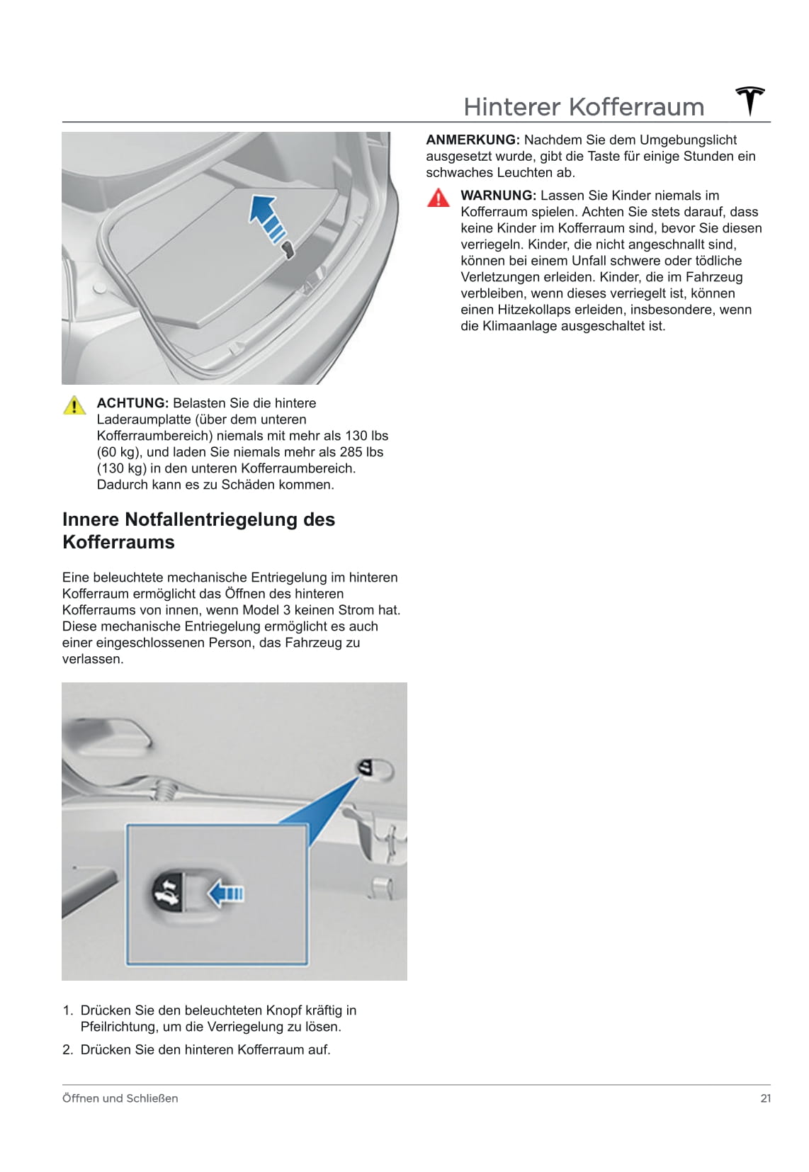 2020 Tesla Model 3 Bedienungsanleitung | Deutsch