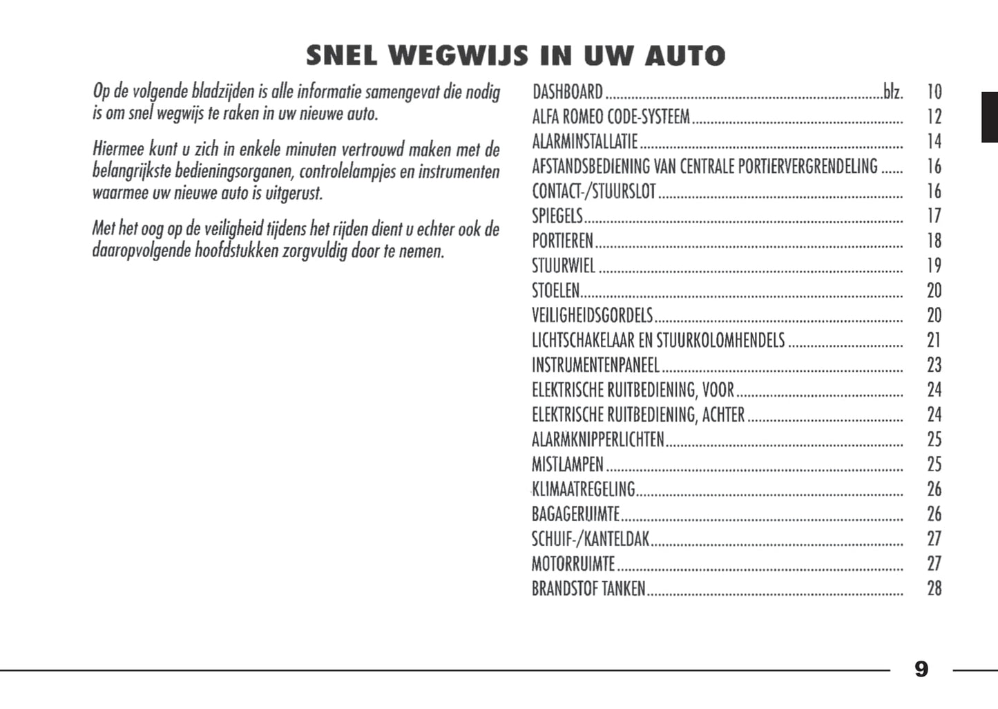 1998-2003 Alfa Romeo 166 Bedienungsanleitung | Niederländisch