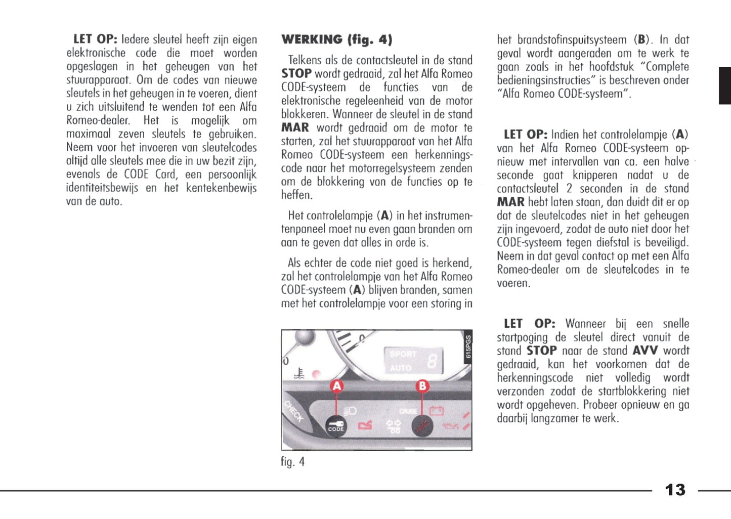 1998-2003 Alfa Romeo 166 Bedienungsanleitung | Niederländisch