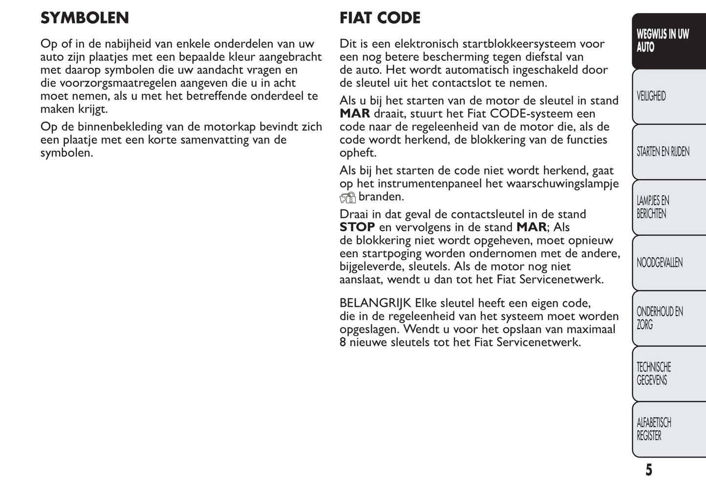 2012-2013 Fiat Qubo Owner's Manual | Dutch
