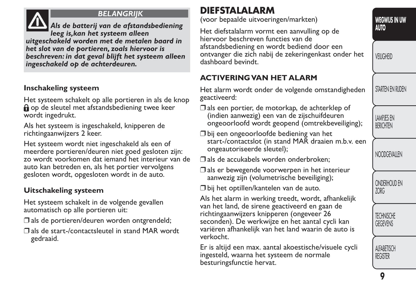 2012-2013 Fiat Qubo Owner's Manual | Dutch