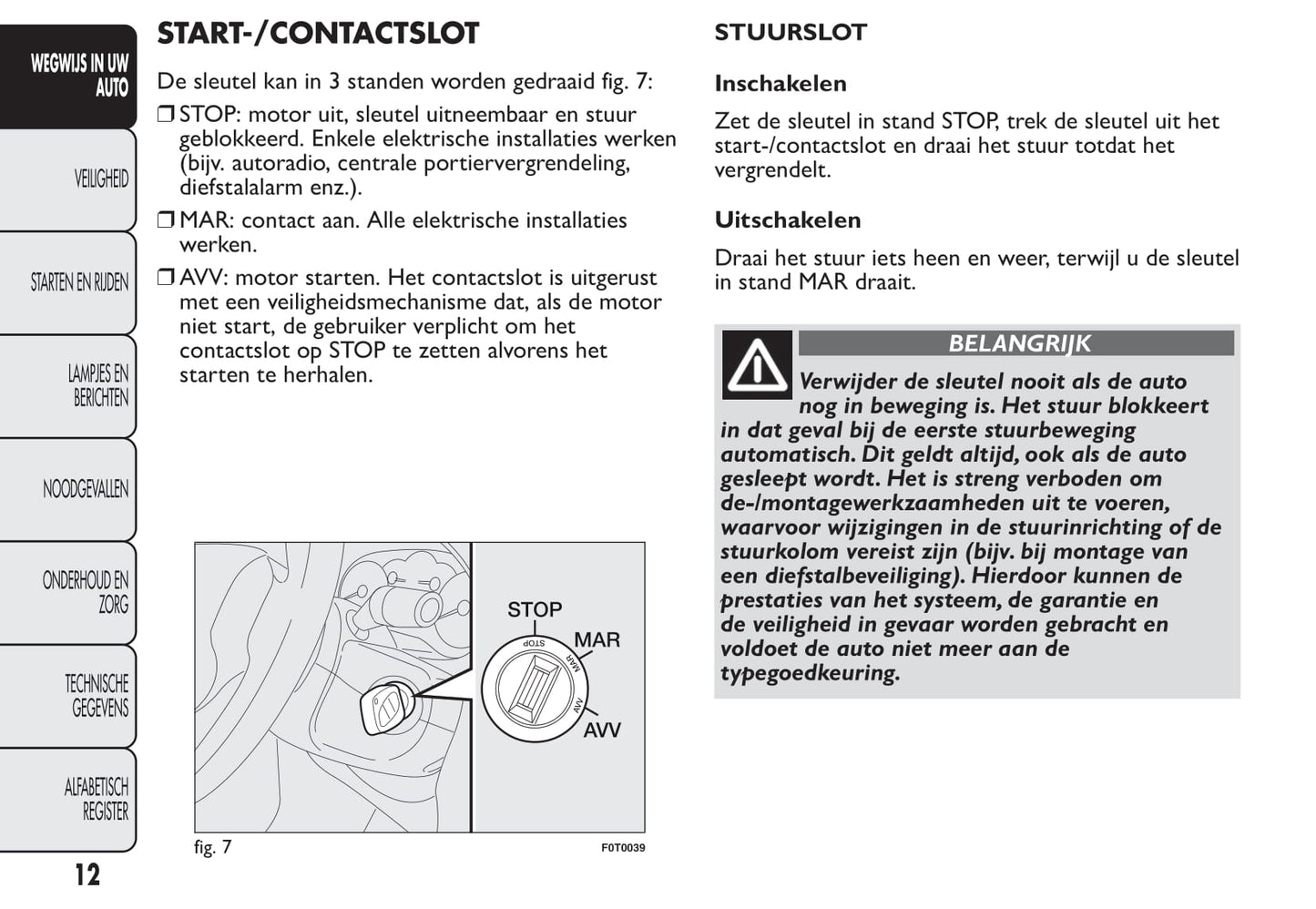 2012-2013 Fiat Qubo Owner's Manual | Dutch