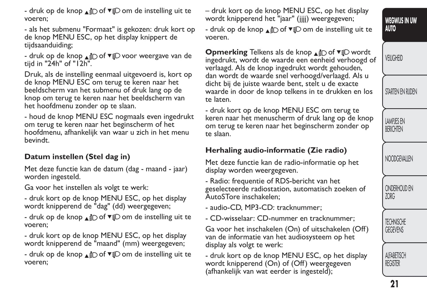2012-2013 Fiat Qubo Owner's Manual | Dutch