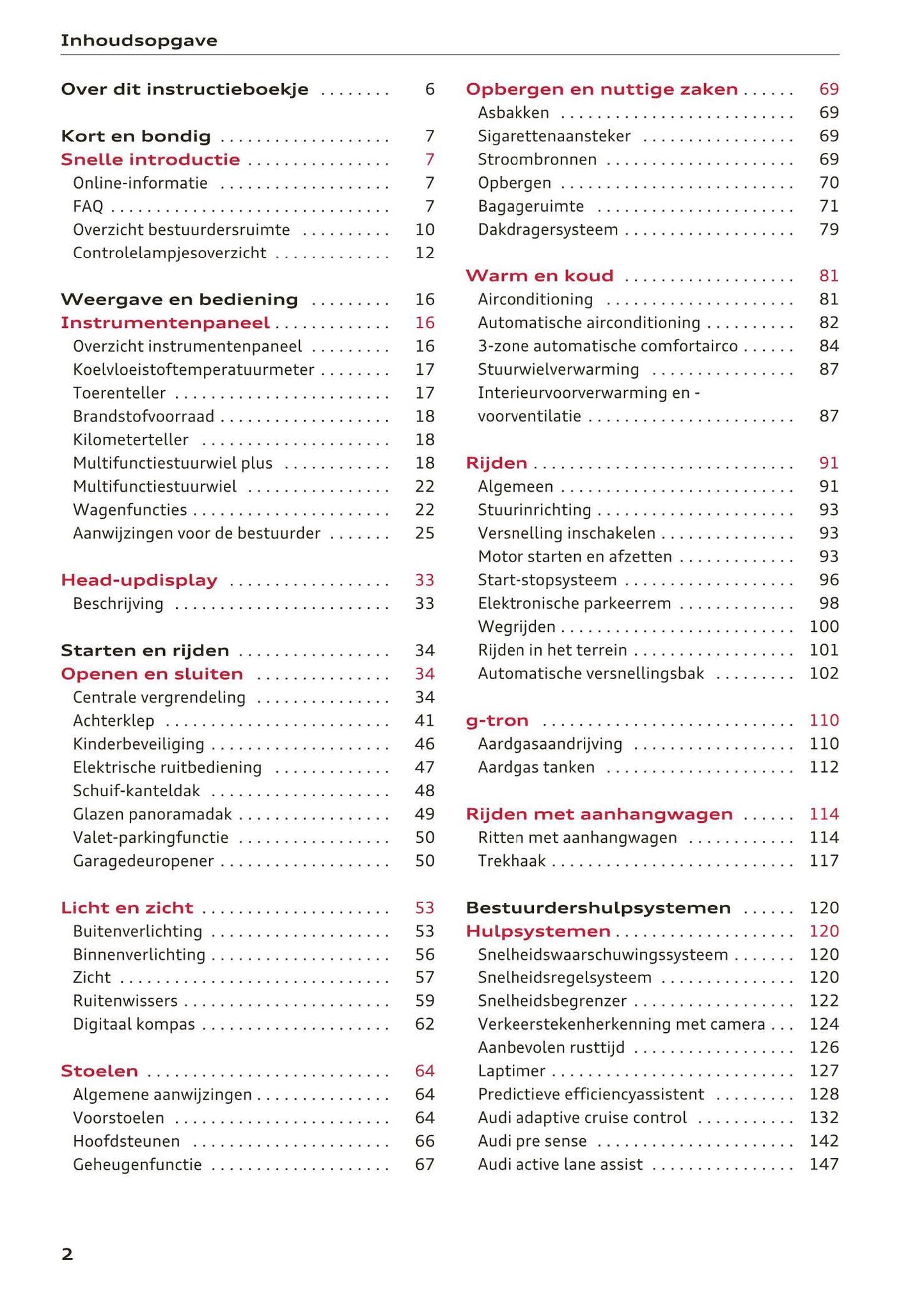 2018-2019 Audi A4/RS 4/S4 Owner's Manual | Dutch