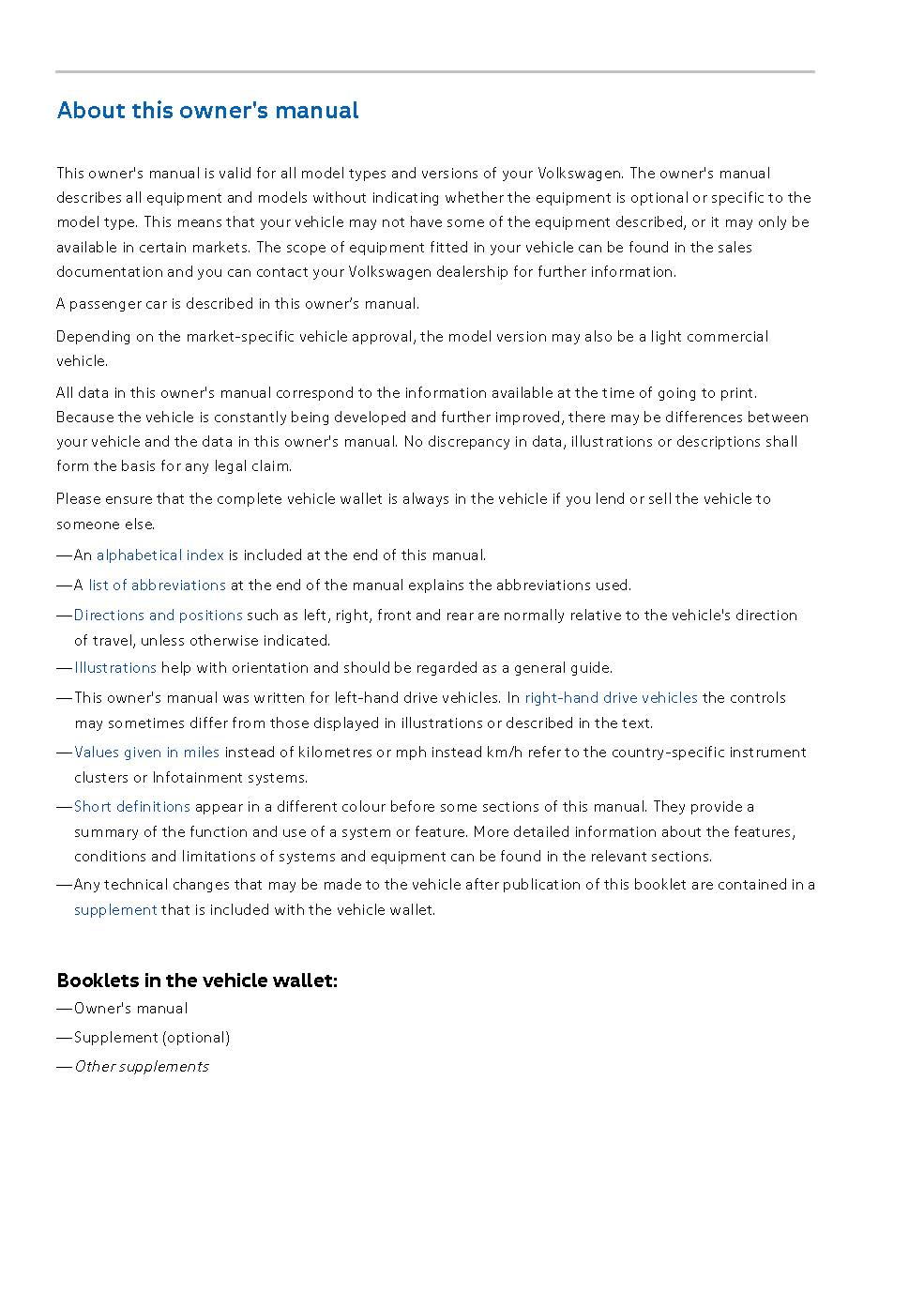 2020-2023 Volkswagen ID.3 Bedienungsanleitung | Englisch