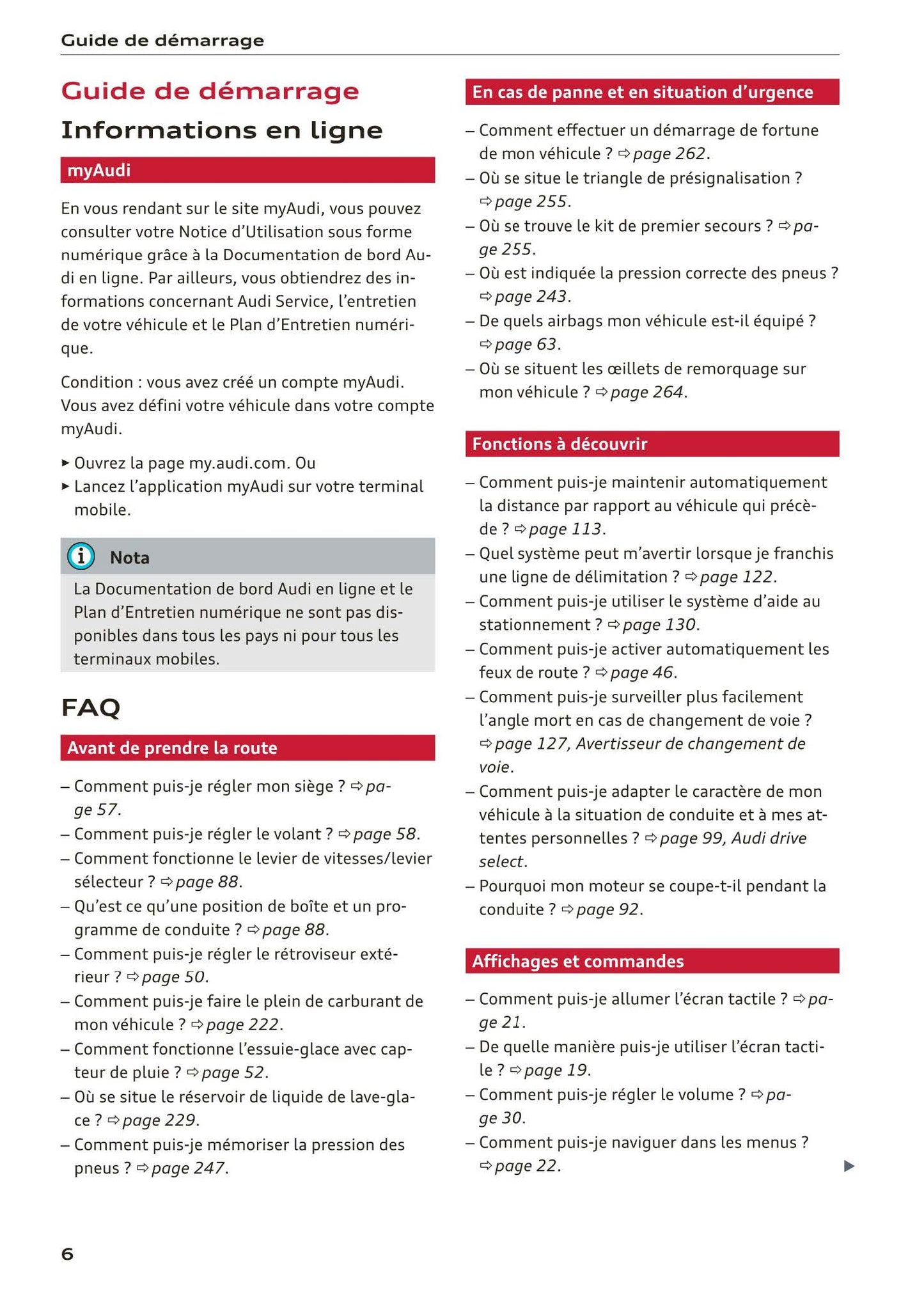 2018-2022 Audi A1 Sportback/A1 citycarver Owner's Manual | French