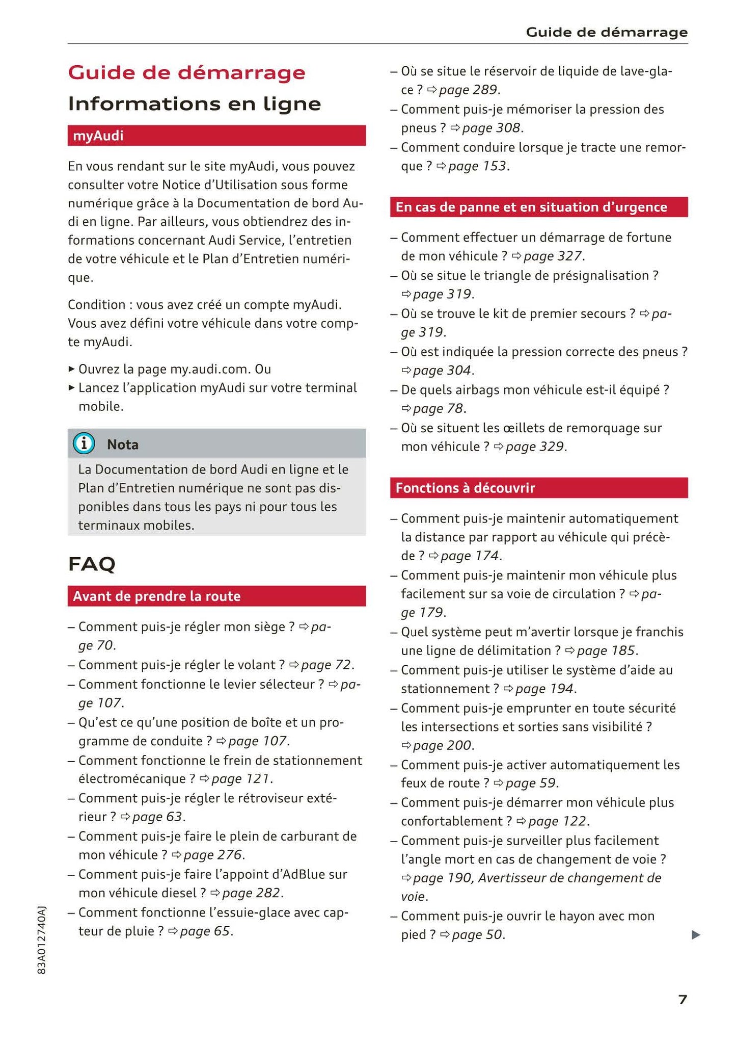 2018-2023 Audi Q3/Q3 Sportback/RS Q3/RS Q3 Sportback Owner's Manual | French