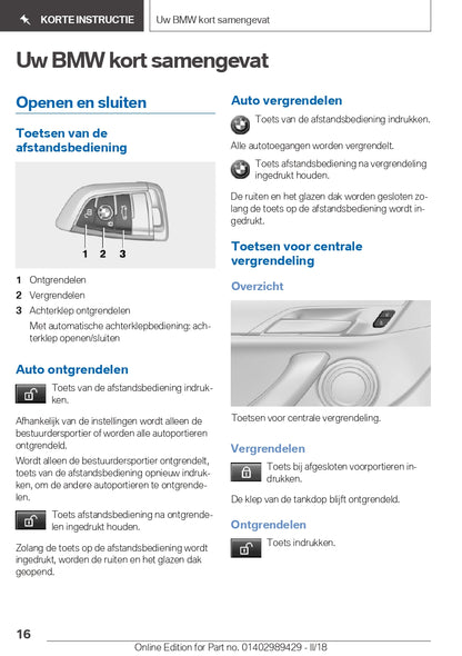 2018 BMW X2 Bedienungsanleitung | Niederländisch