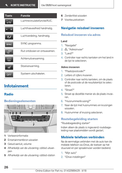 2018 BMW X2 Owner's Manual | Dutch