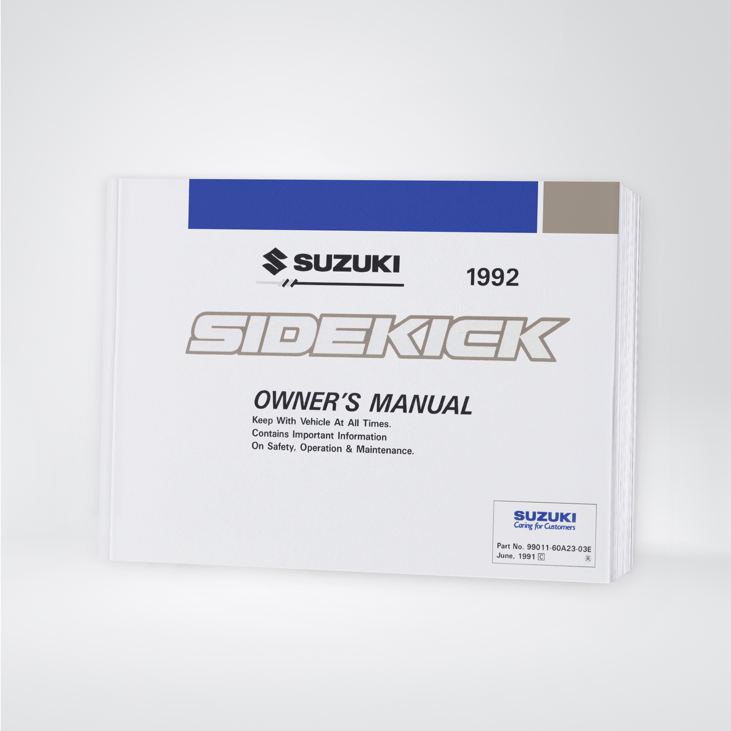 1992 Suzuki Sidekick Bedienungsanleitung | Englisch