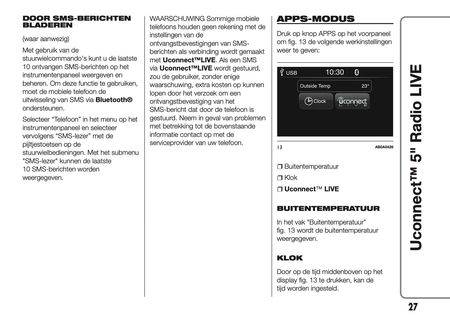 2017-2018 Abarth 500/595/695 Uconnect 5.0 Radio Infotainment Manual | Dutch