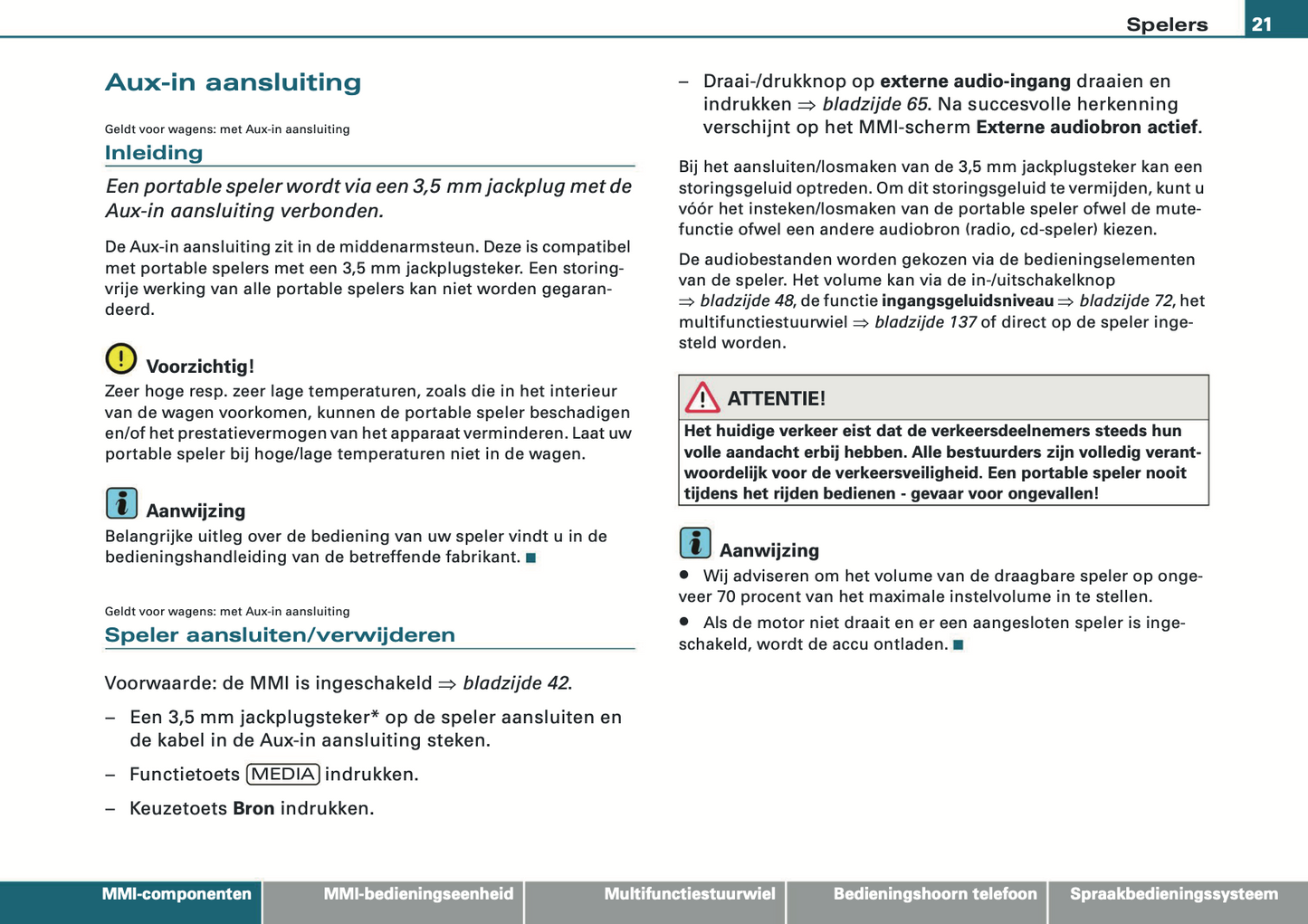 2008-2010 Audi MMI Navigation Plus Infotainment Manual | Dutch