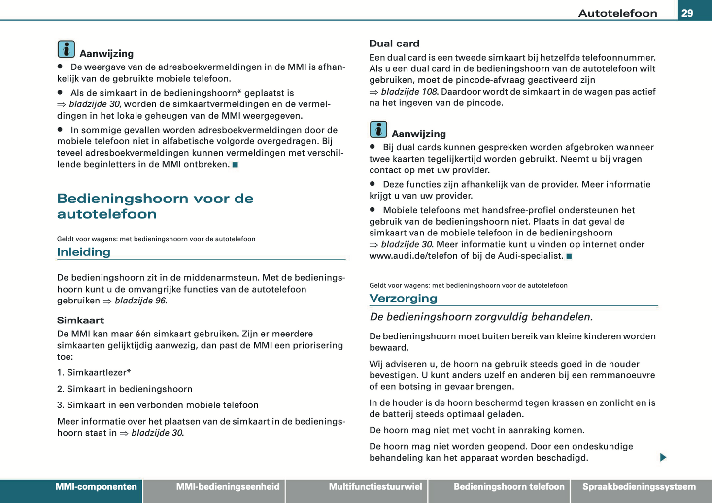 2008-2010 Audi MMI Navigation Plus Infotainment Manual | Dutch