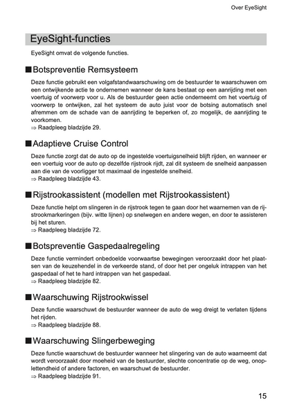 2019 Subaru XV EyeSight Supplement Manual | Dutch