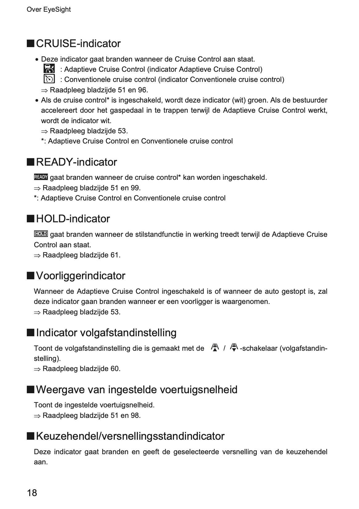 2019 Subaru XV EyeSight Supplement Manual | Dutch