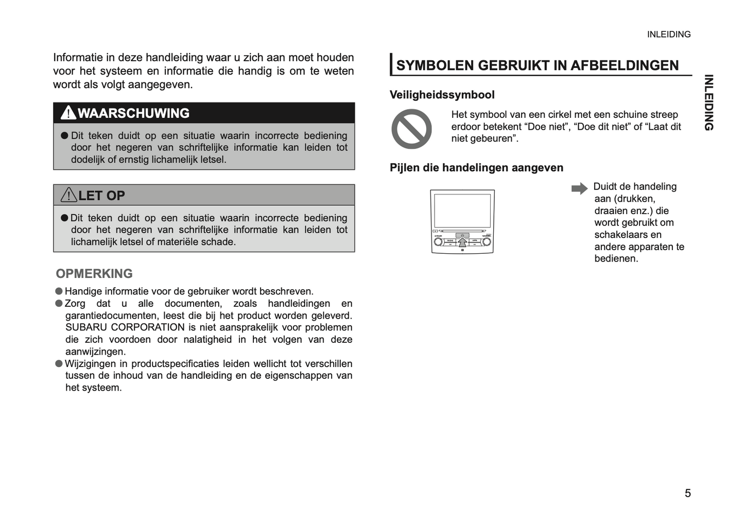 2019 Subaru XV Infotainment Supplement Manual | Dutch