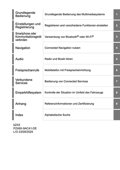 2025-2026 Toyota bZ4X Navigation Anleitung | Deutsch