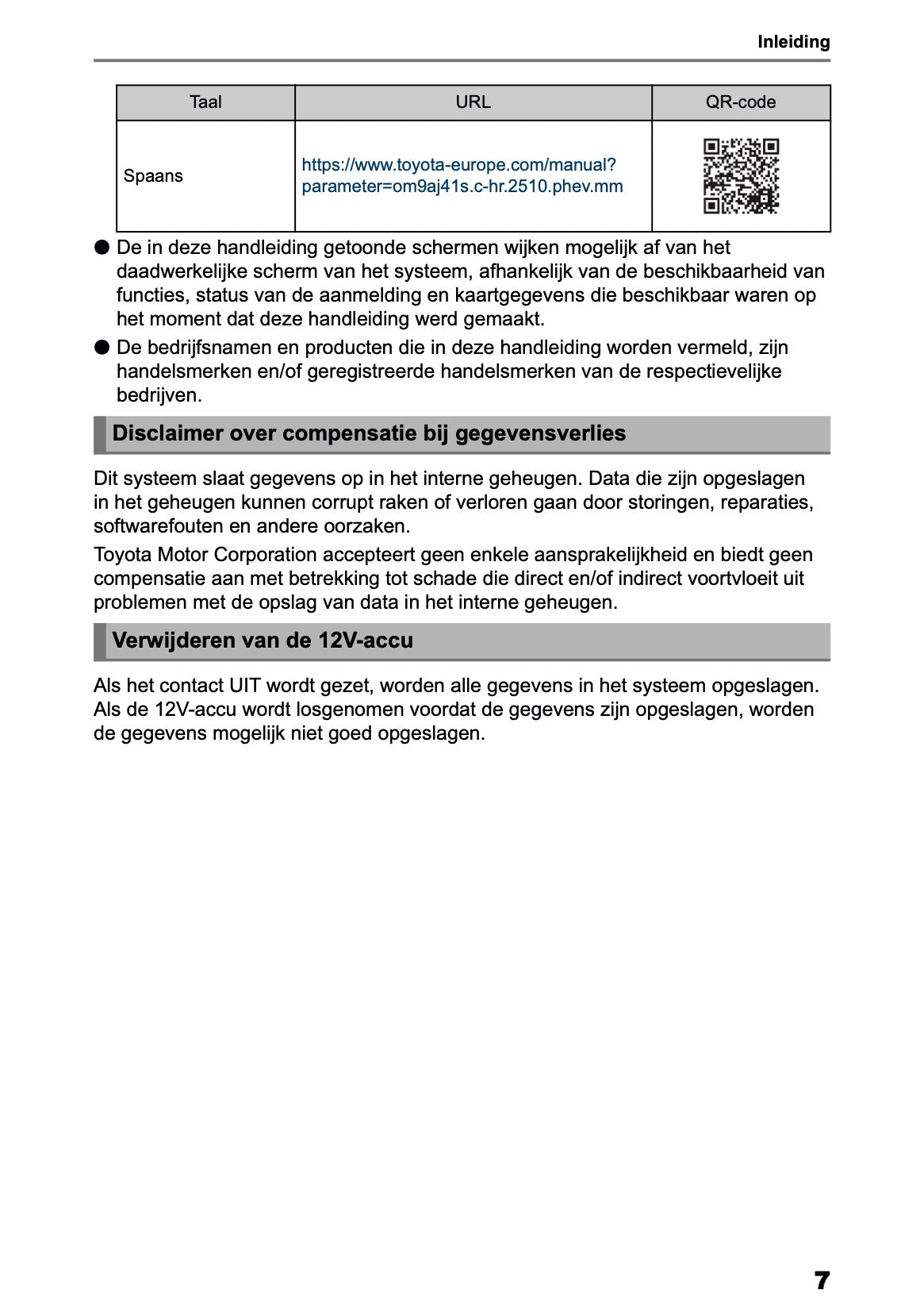 2025-2026 Toyota C-HR HEV/PHEV Navigation Manual | Dutch