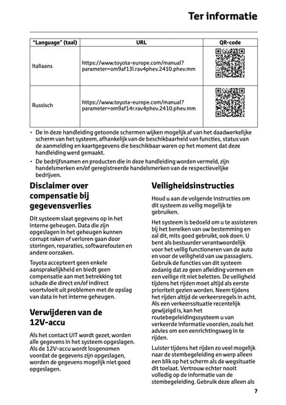 2024-2025 Toyota RAV4 Plug-in-Hybrid Navigation Manual | Dutch