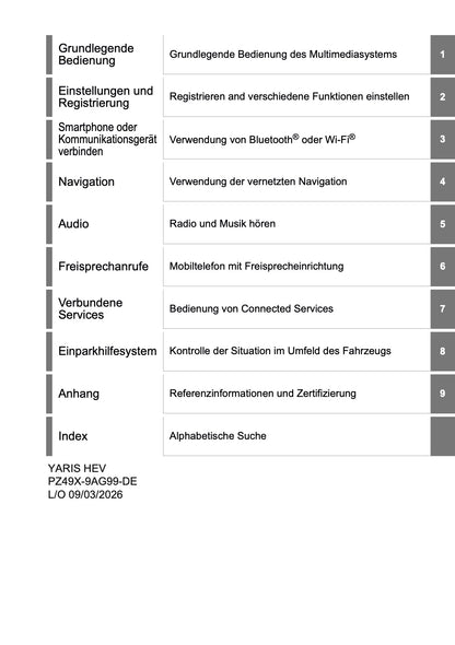 2026 Toyota Yaris Hybrid Navigation Manual | German