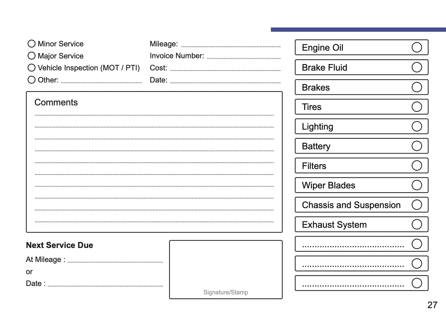 Dacia Maintenance Book | English