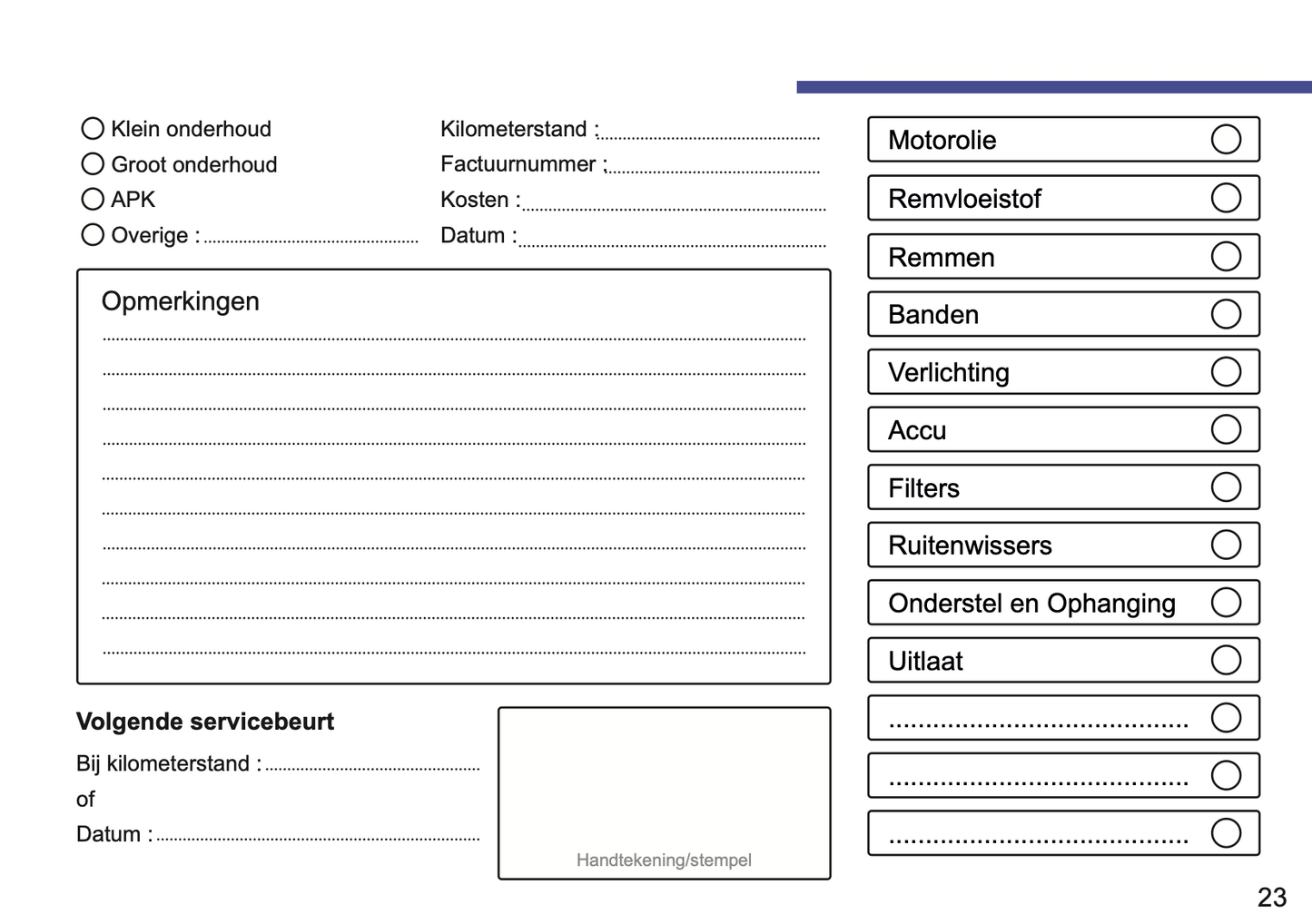 Dacia Maintenance Book | Dutch