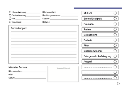 Ford Maintenance Book | German