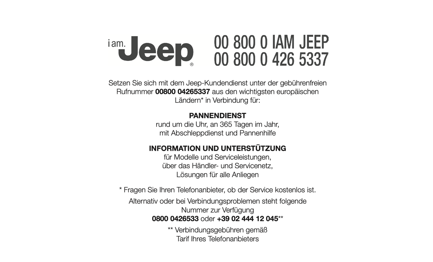 2020-2021 Jeep Garantie- und Serviceheft | Deutsch