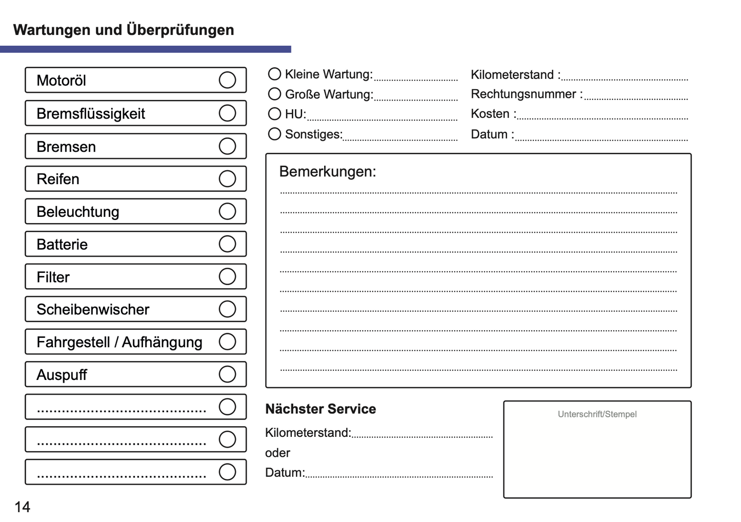 Serviceheft Kia | Deutsch