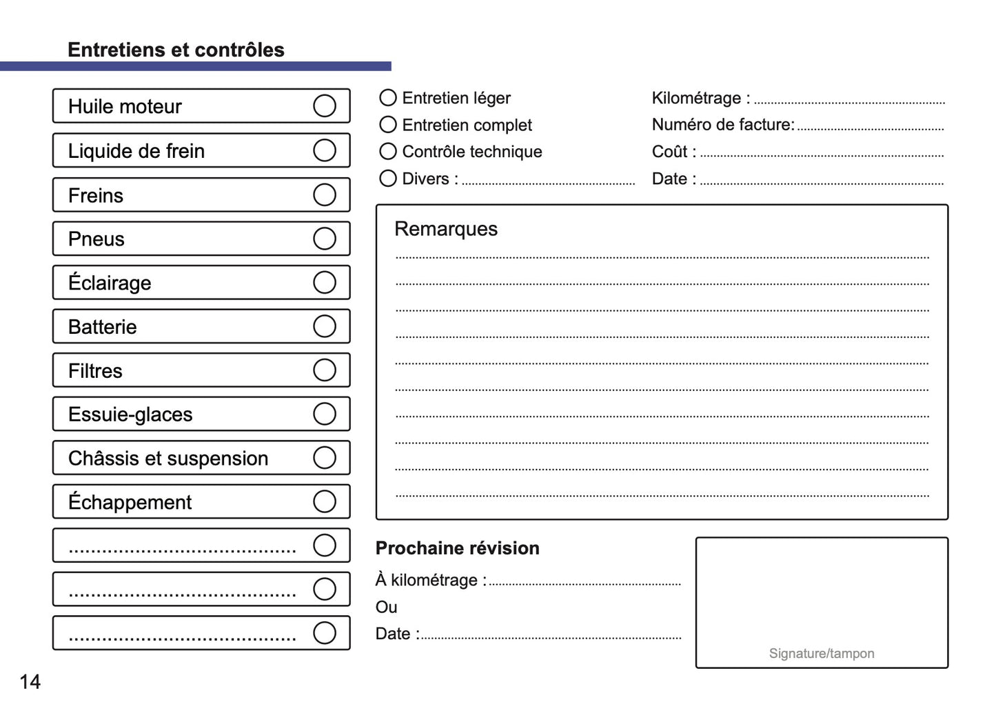 Land Rover Maintenance Book | French