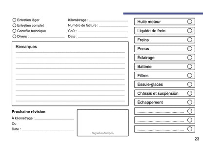 Nissan Maintenance Book | French