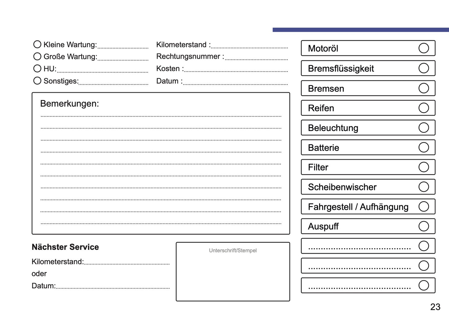 Opel Maintenance Book | German