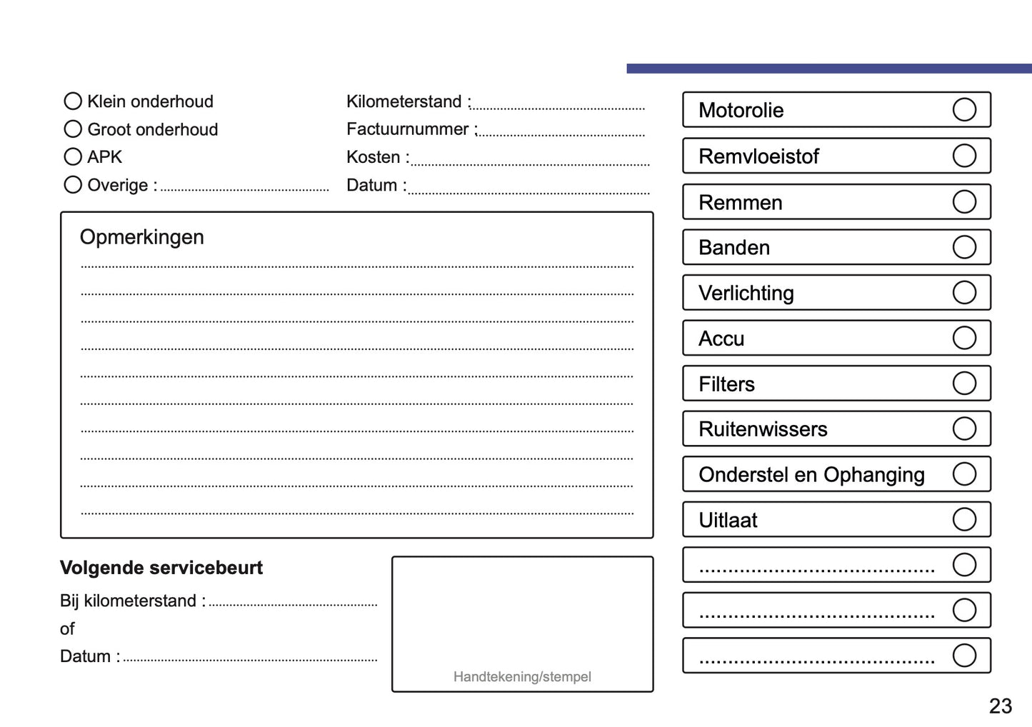 Opel Maintenance Book | Dutch