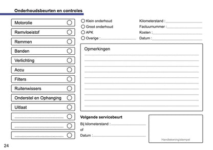 Peugeot Maintenance Book | Dutch