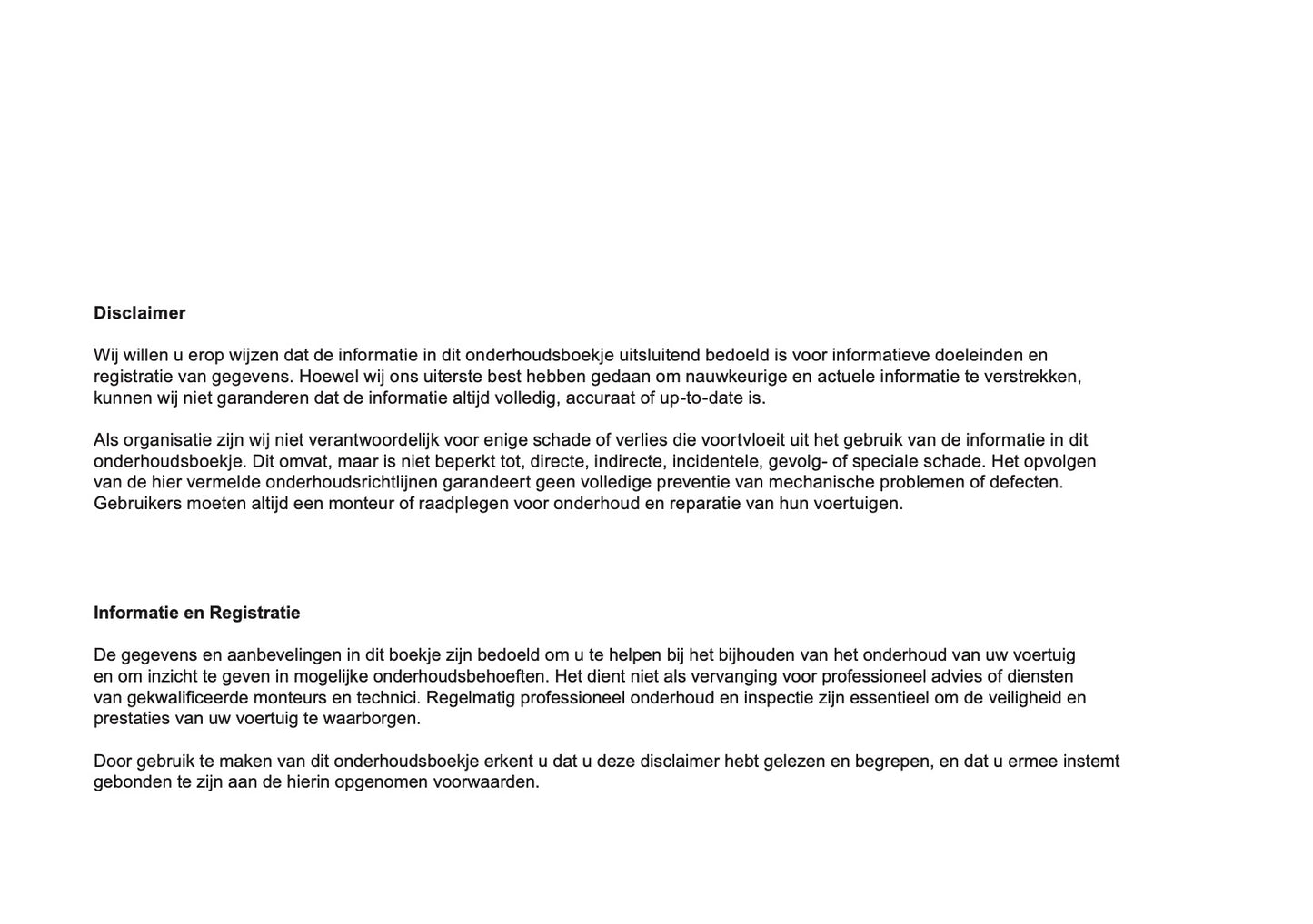 Toyota Maintenance Book | Dutch