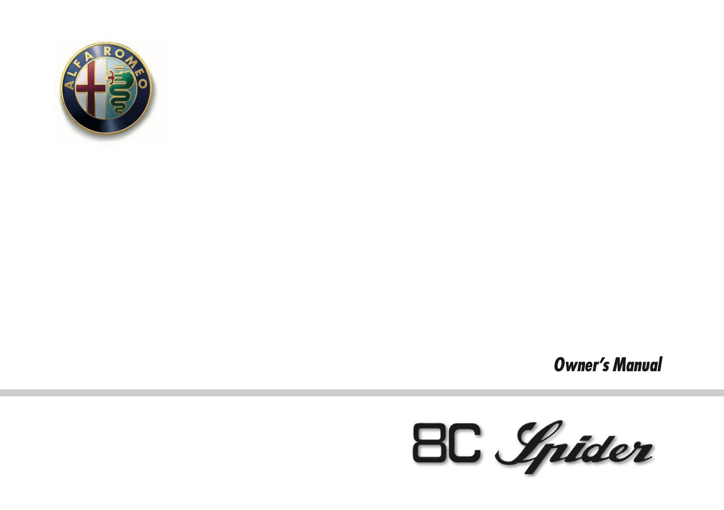 2009-2010 Alfa Romeo 8C Spider Owner's Manual | English