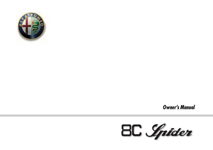 2009-2010 Alfa Romeo 8C Spider Owner's Manual | English