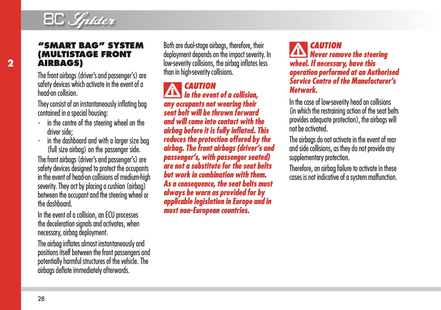 2009-2010 Alfa Romeo 8C Spider Owner's Manual | English