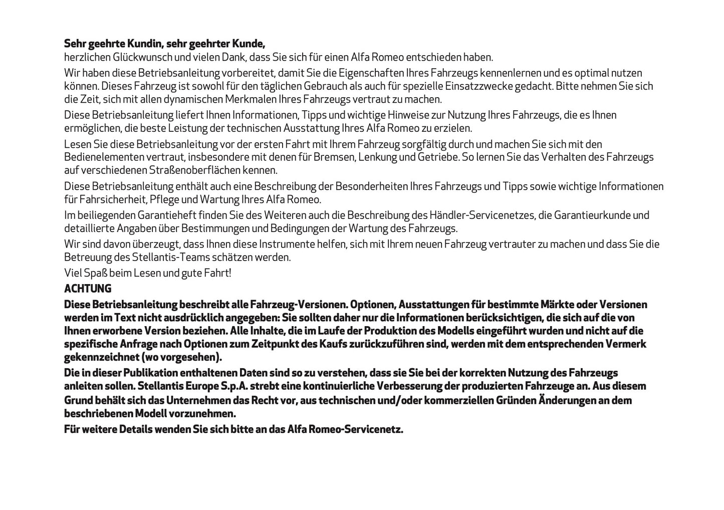2025 Alfa Romeo Junior Bedienungsanleitung | Deutsch