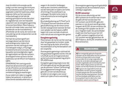 2025 Alfa Romeo Junior Owner's Manual | Dutch