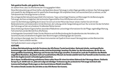 2024-2025 Alfa Romeo Tonale Bedienungsanleitung | Deutsch