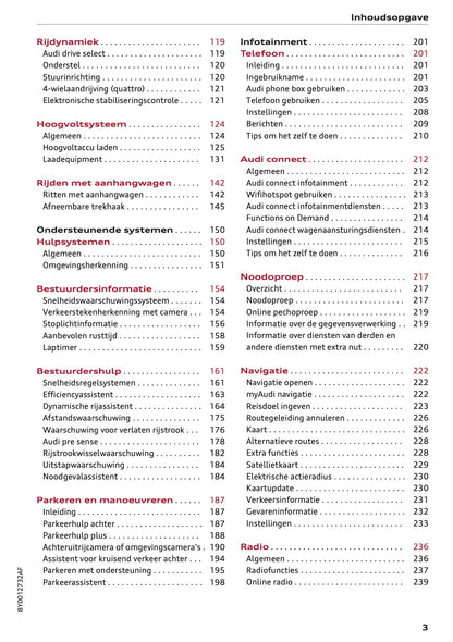 2020-2021 Audi A3 Owner's Manual | Dutch