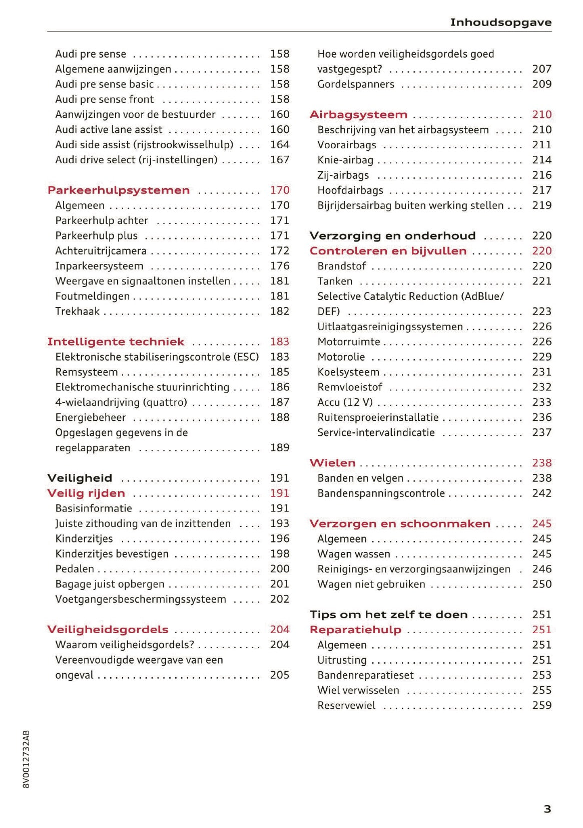 2016 Audi A3/S3 Owner's Manual | Dutch