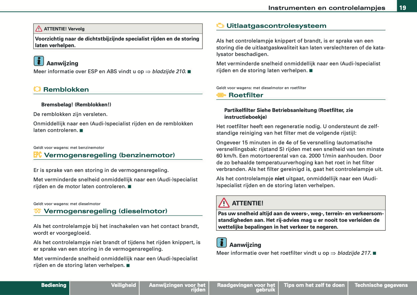 2008 Audi A5 Cabriolet Owner's Manual | Dutch