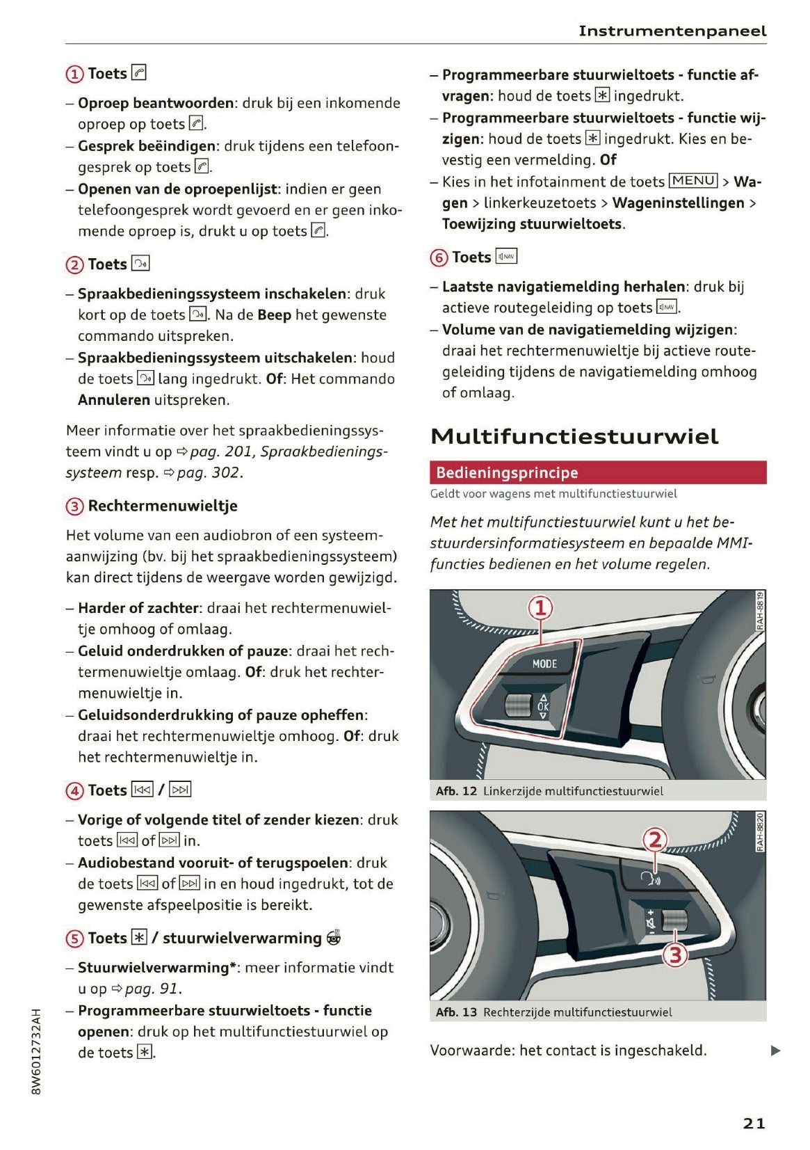 2019 Audi A5 Owner's Manual | Dutch