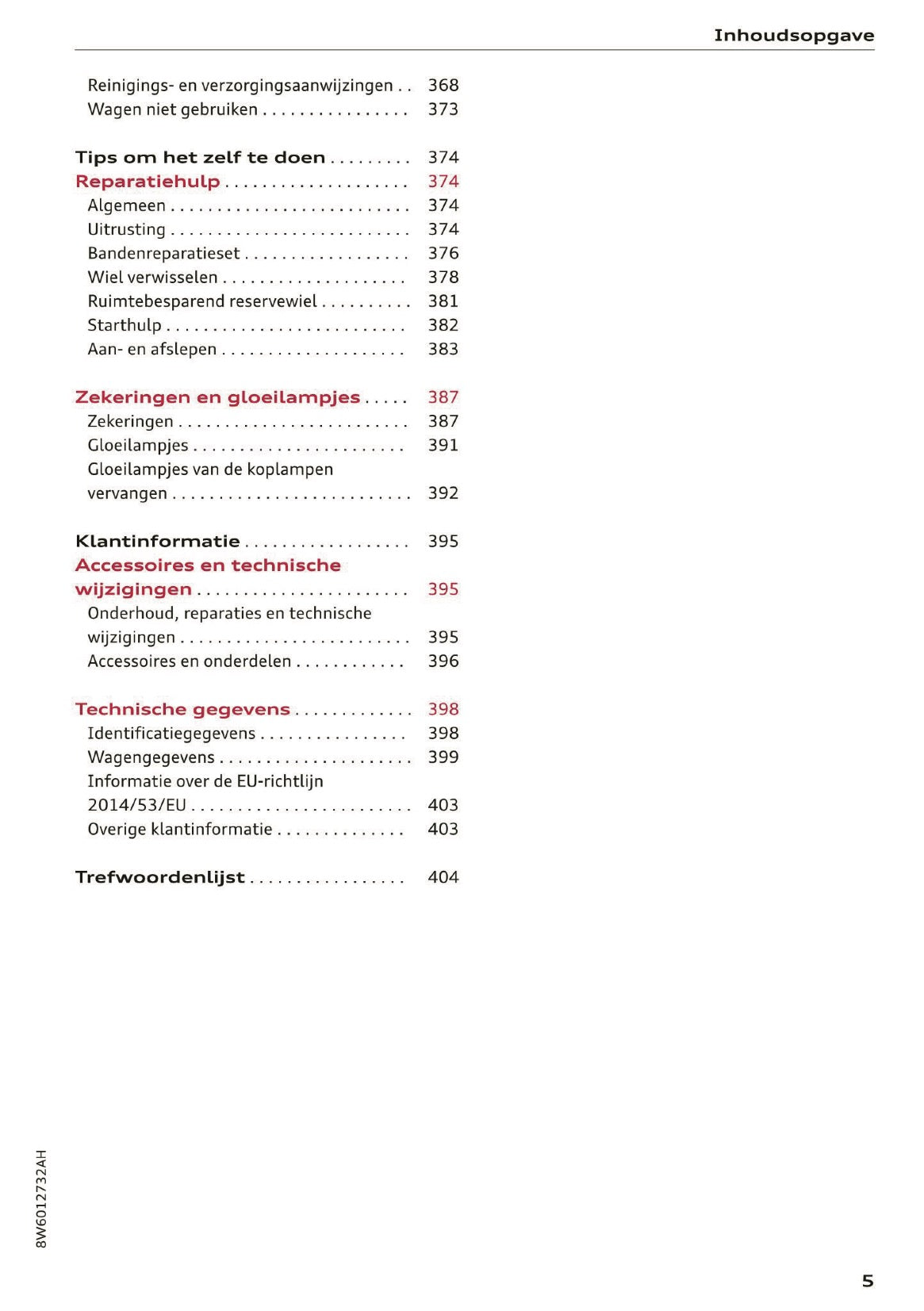 2019 Audi A5 Owner's Manual | Dutch