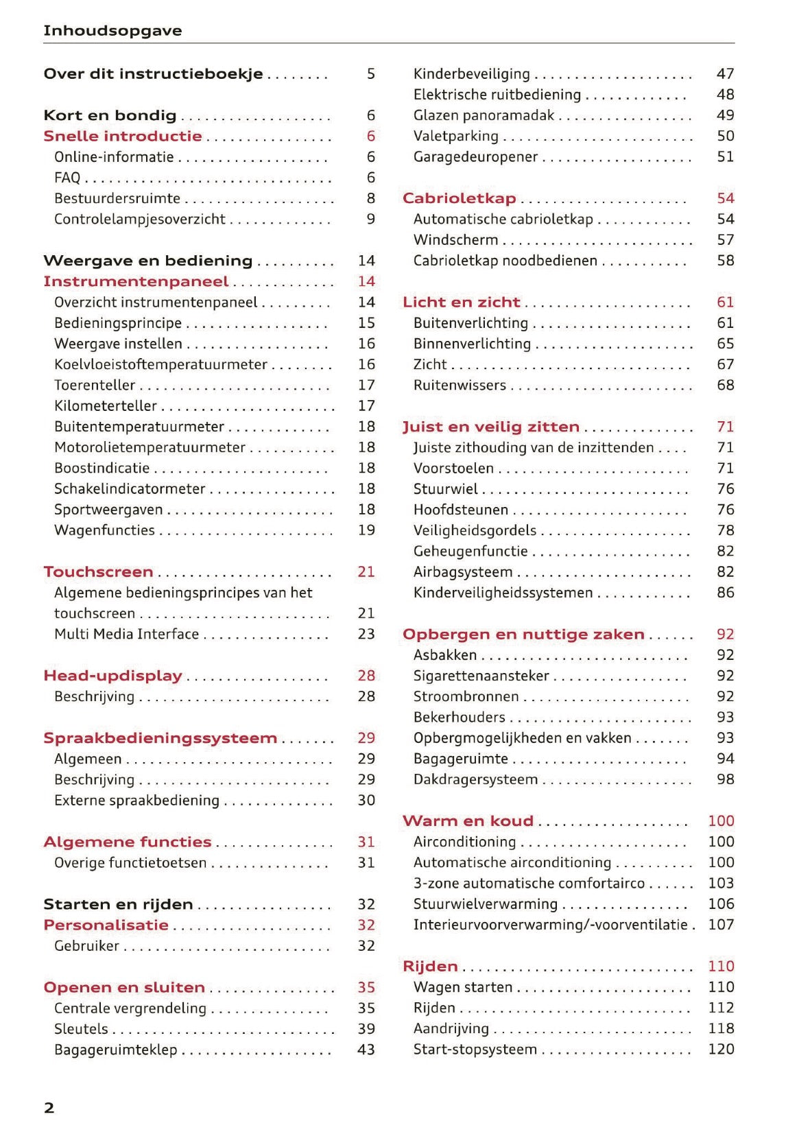 2020 Audi A5 Owner's Manual | Dutch