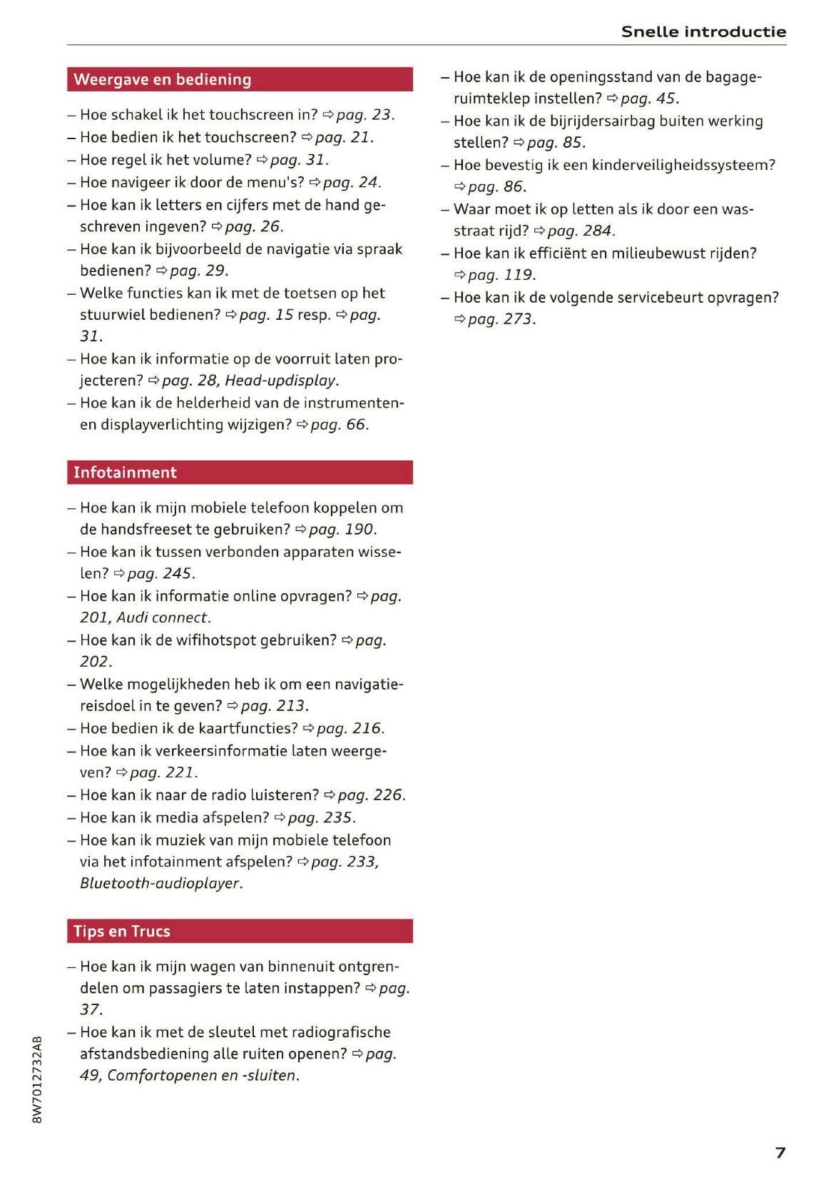 2020 Audi A5 Owner's Manual | Dutch
