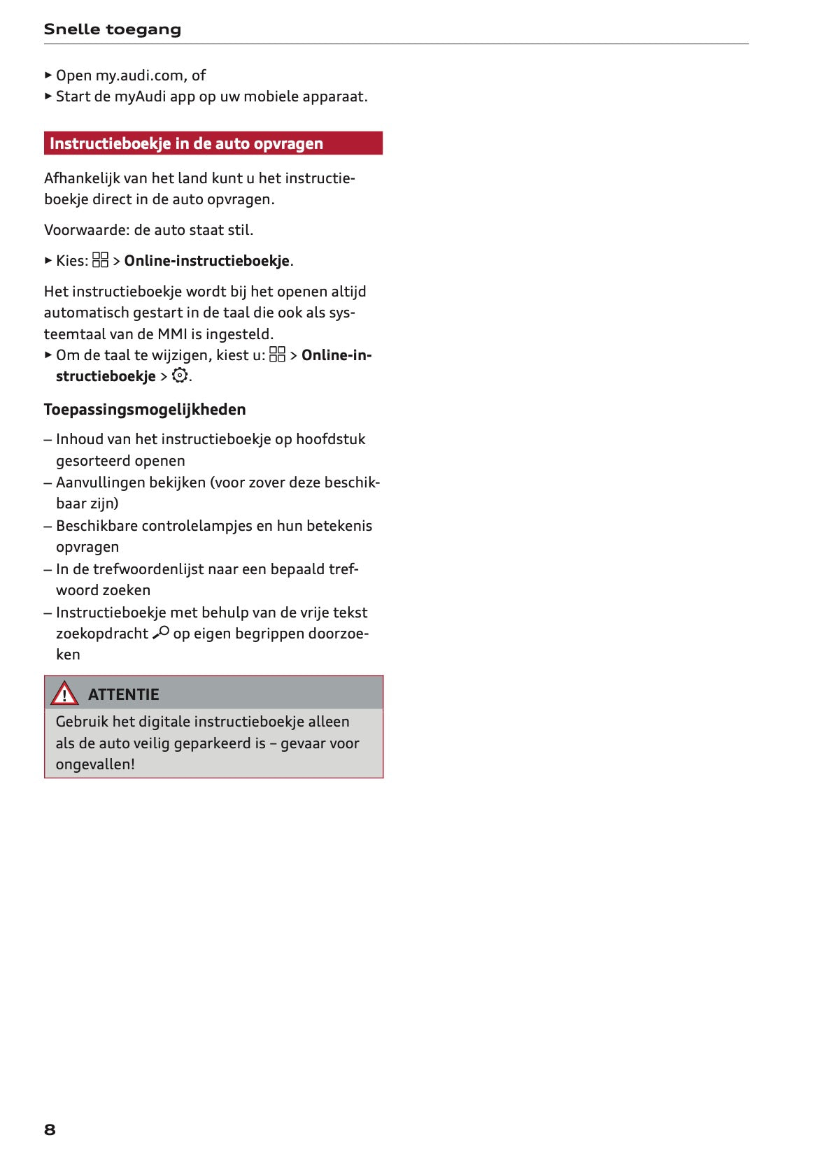 2026 Audi A5 Owner's Manual | Dutch