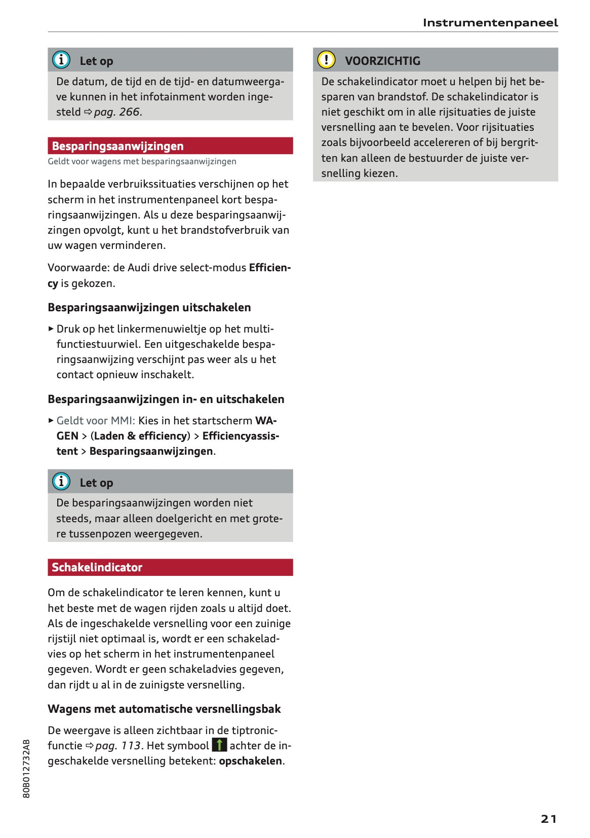 2020-2021 Audi Q5 Owner's Manual | Dutch